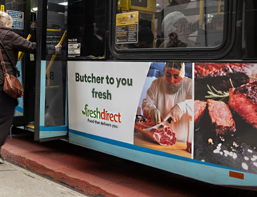 out of home transit bus advertising freshdirect new york city
