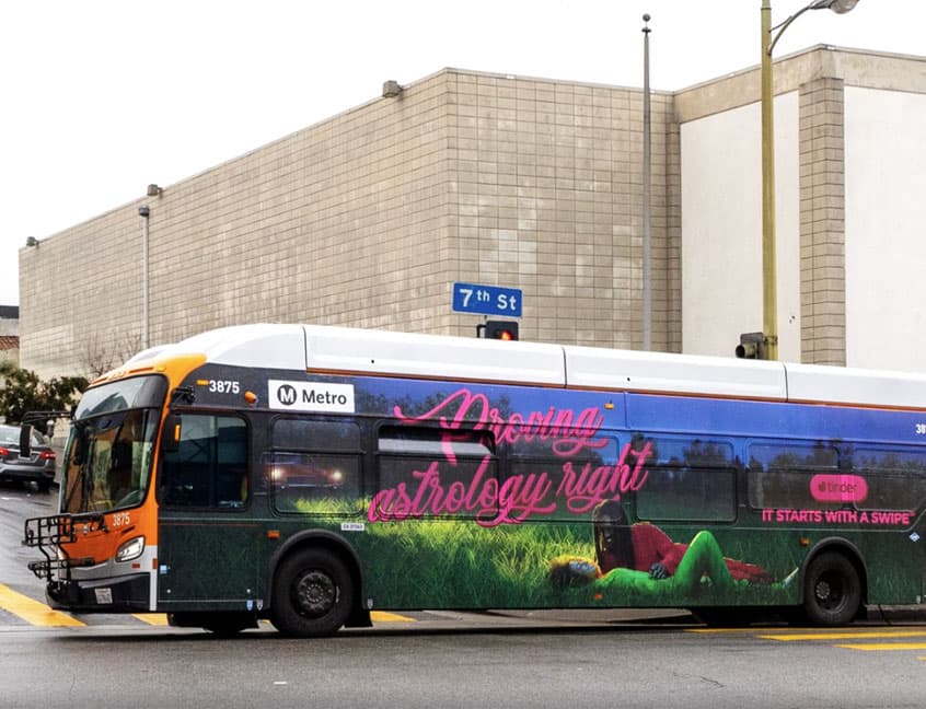 out of home bus advertising los angeles tinder