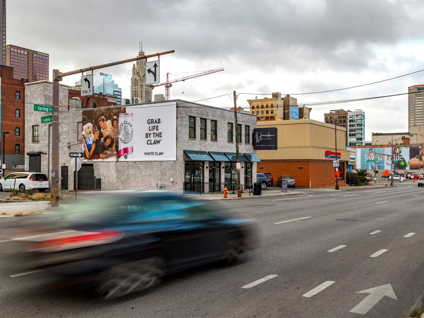 out of home advertising columbus ohio white claw wallscape