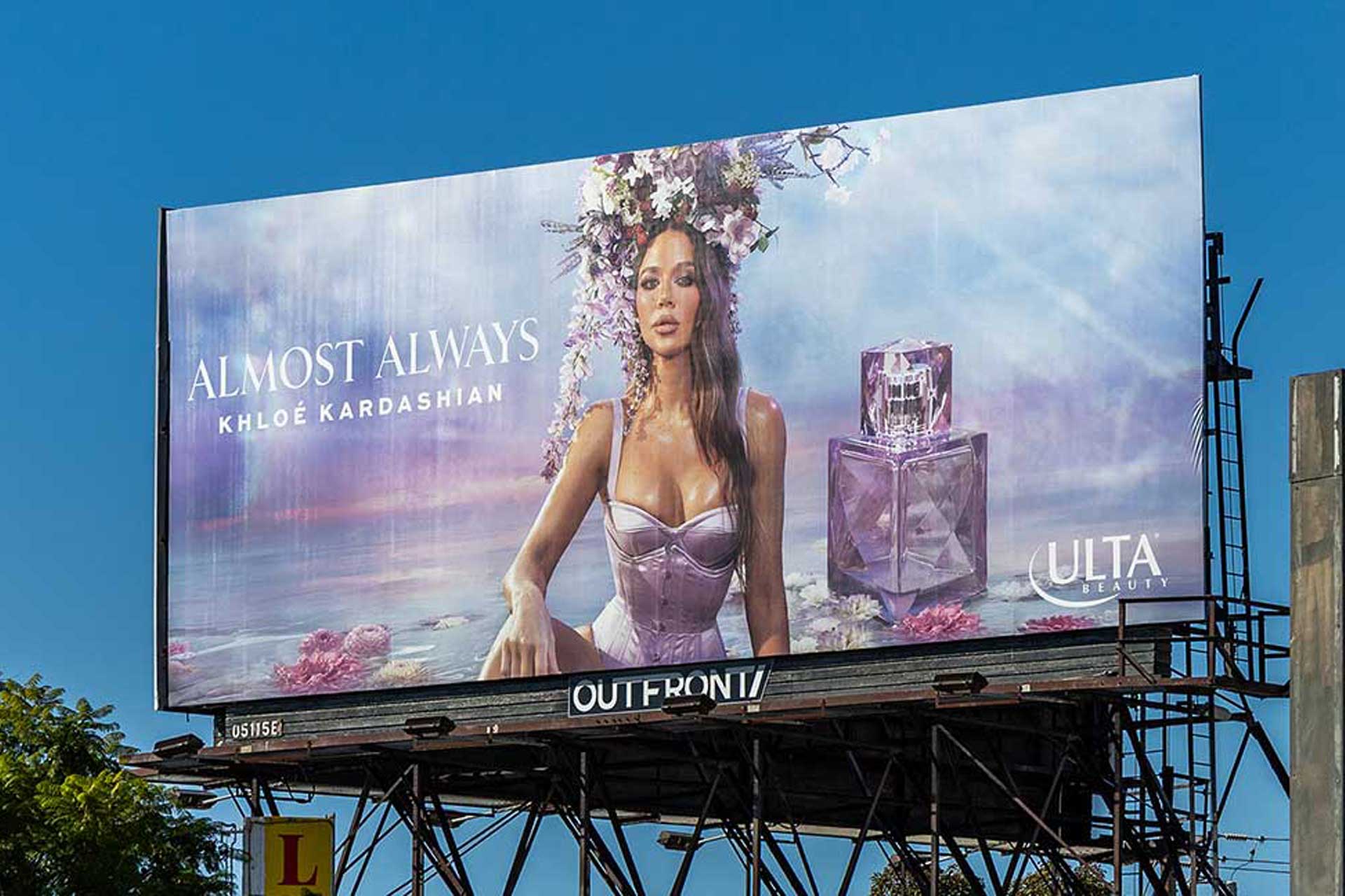 Khloe Kardashian almost always perfume ad on Los Angeles poster out of home advertising