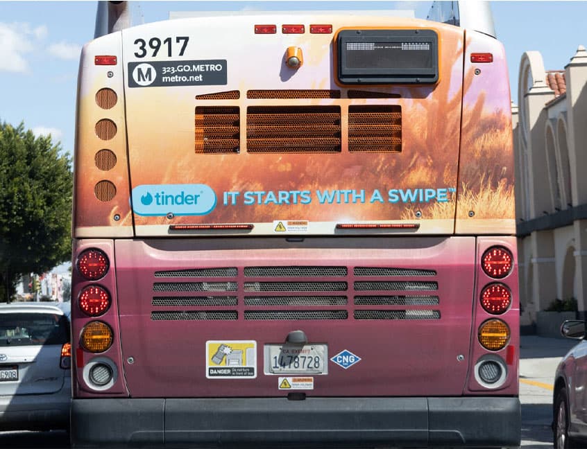 out of home bus advertising los angeles tinder