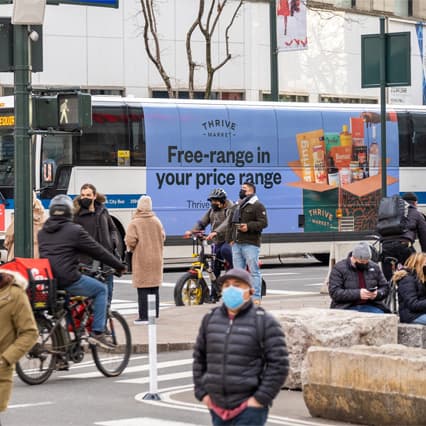 mta bus out of home advertising in new york city for grocer thrive market