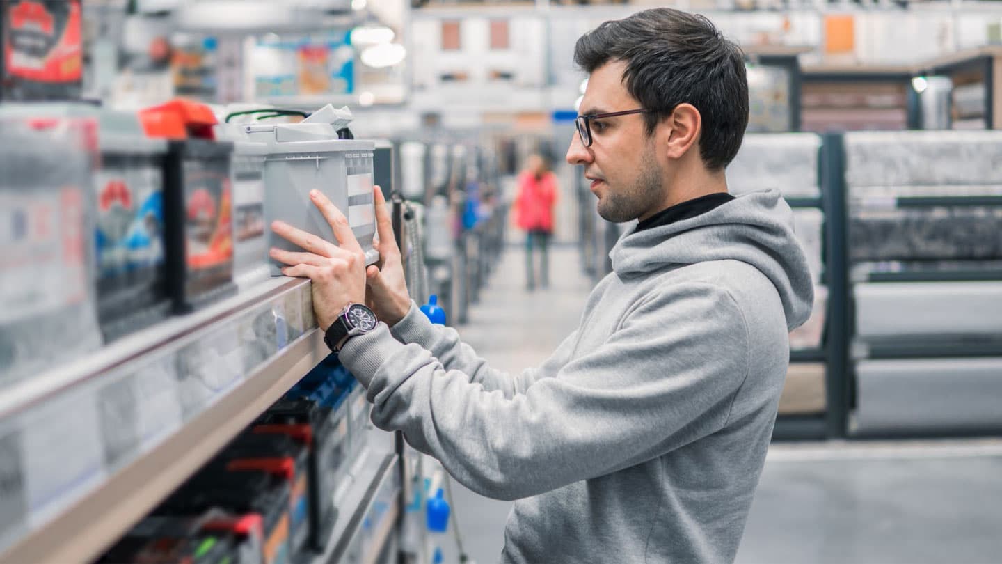 stock image of man in shop