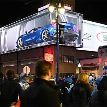 XScape spatial DOOH 3D billboard creative advertisement in Detroit from Serra Chevrolet Sterling Heights out of home advertising