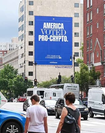 Coinbase wallscape advertisement in Washington, D.C