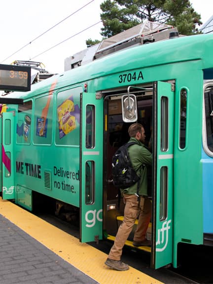 train out of home advertising for gopuff in boston
