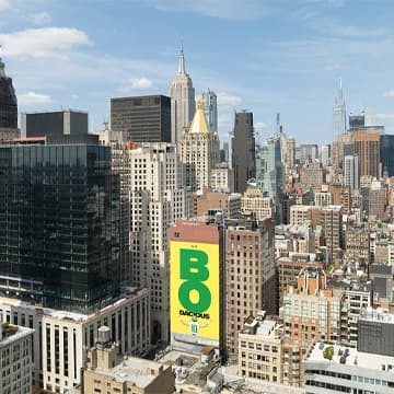 Hand-painted Bo Nix wallscape mural billboard in New York City