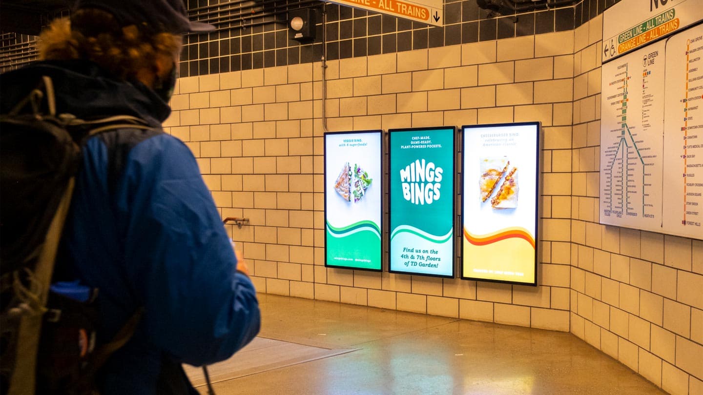digital liveboard out of home advertising in boston for mingsbings