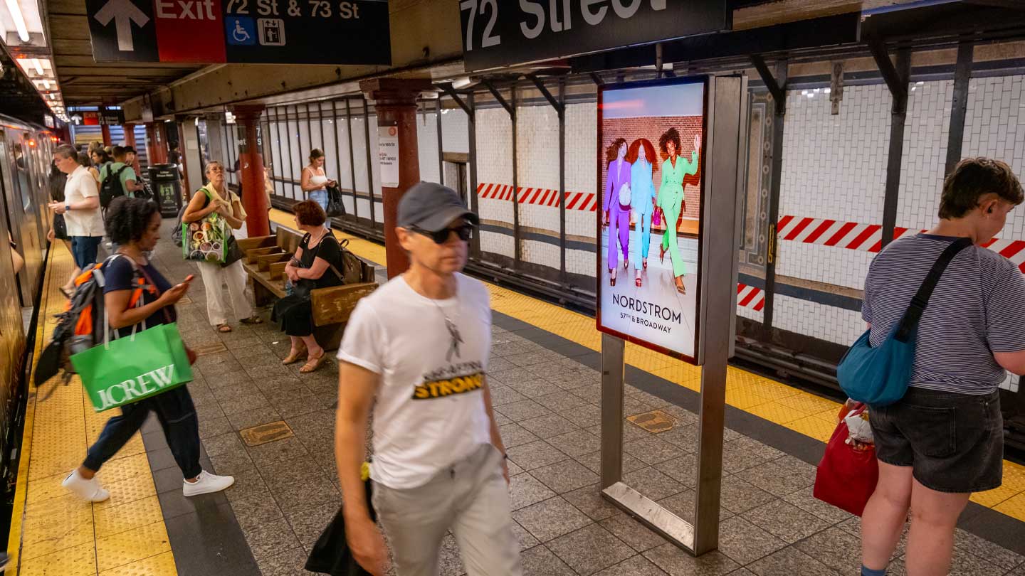 out of home digital transit livebaord advertisinbg new york city nordstrom
