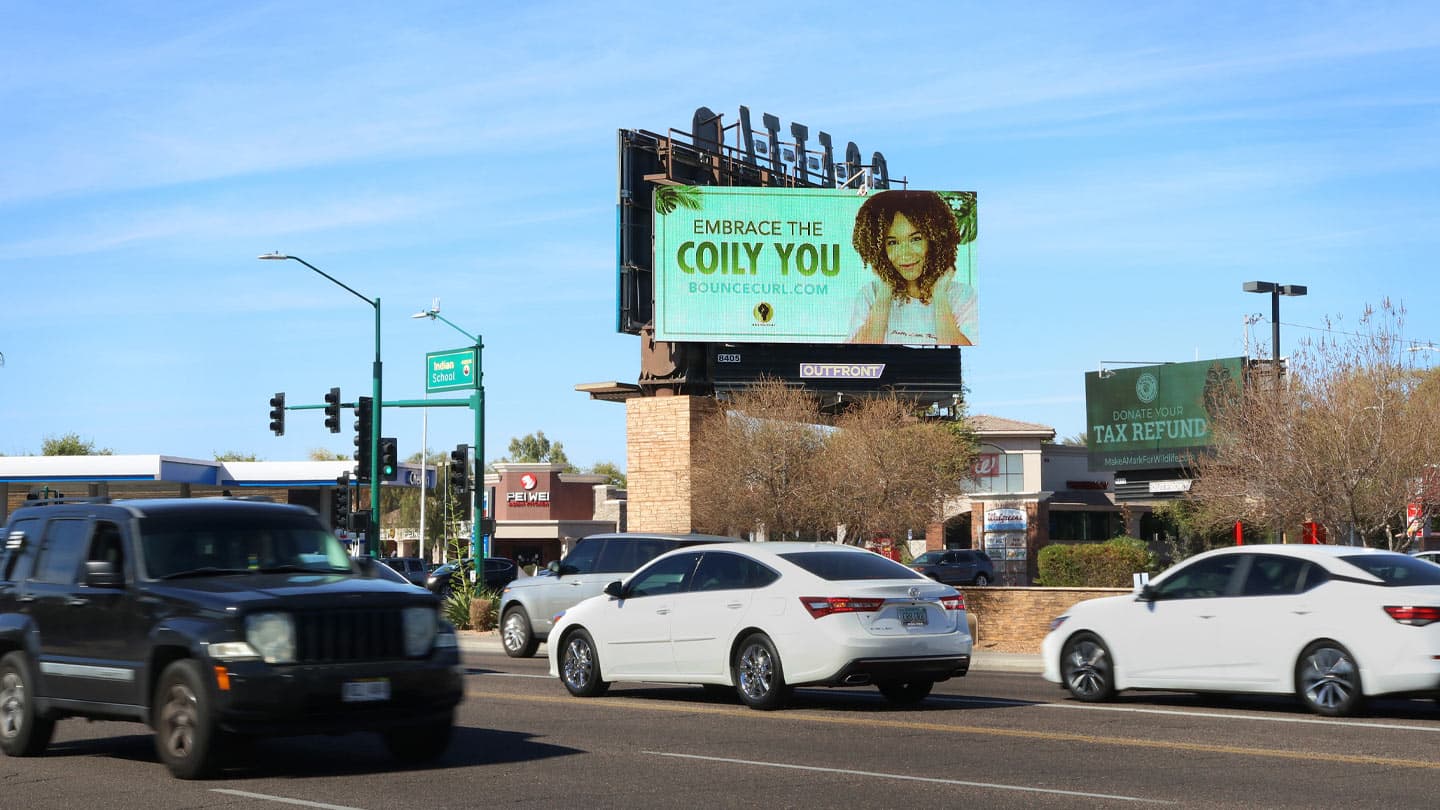 digital bulletin out of home advertising in phoenix for bounce curl