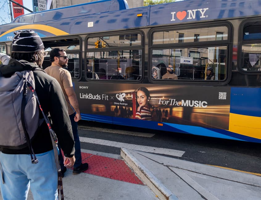 sony livebuds and olivia out of home advertising transit