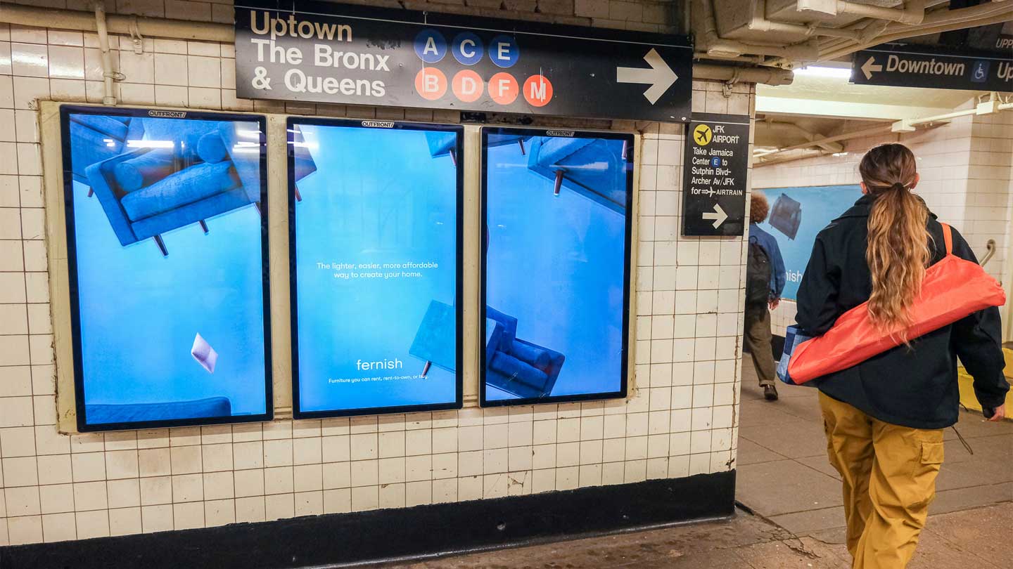 digital liveboard out of home advertising in new york city for furnished