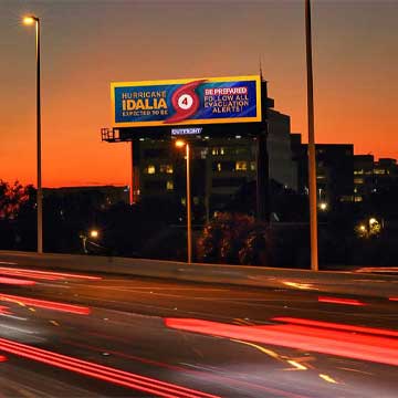 hurricane idealia warning digital out of home billboard in tampa