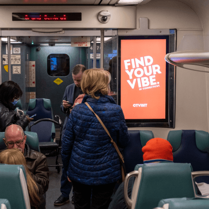 digital transit commuter rail out of home advertising in new york city for visit connecticut