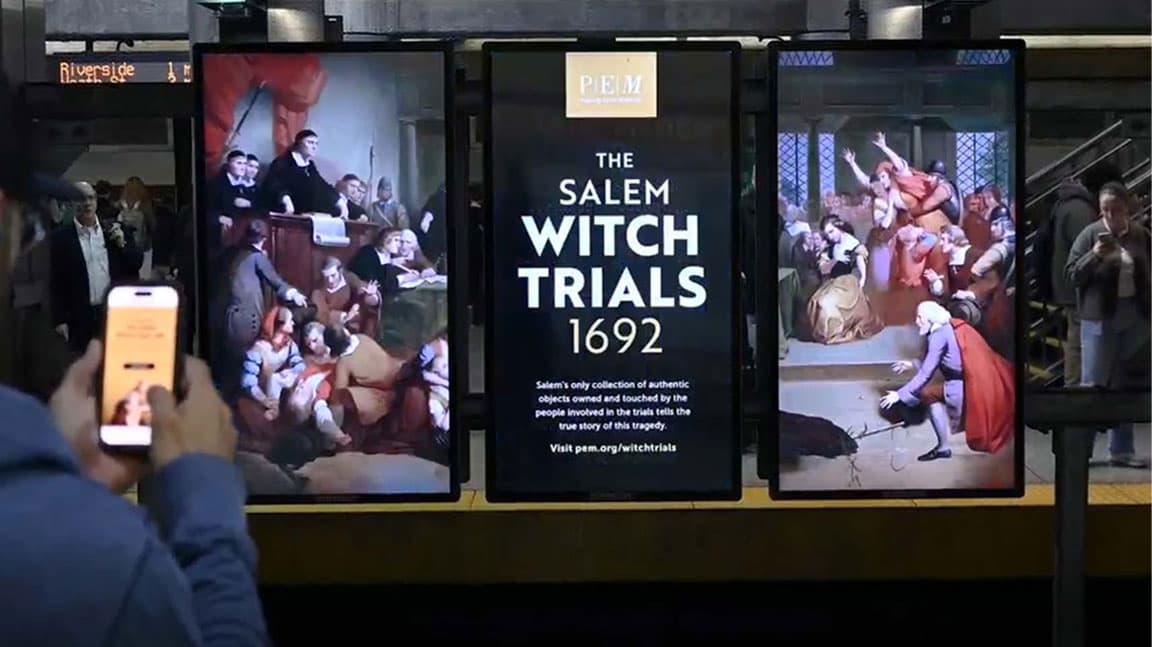peabody essex museum digital liveboard transit north station boston and salem out of home advertising