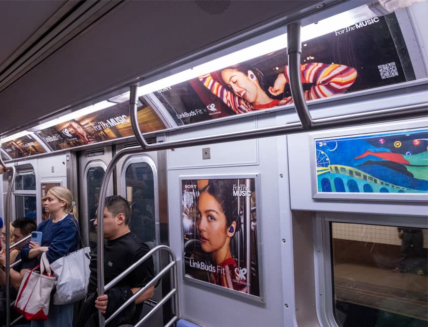 sony livebuds and olivia out of home advertising transit